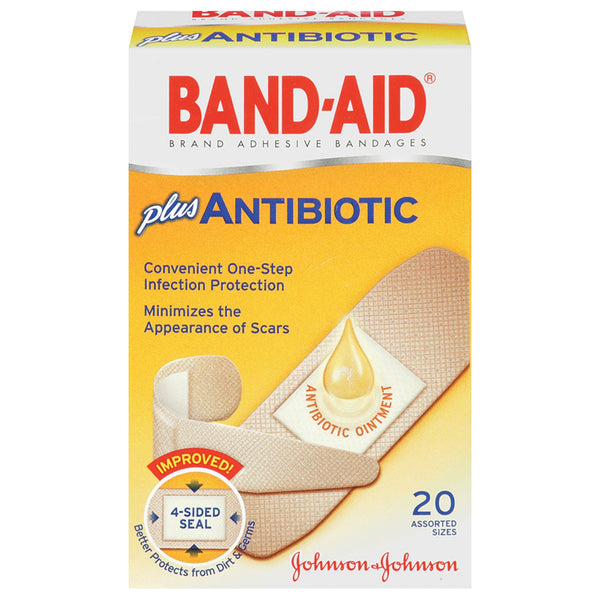 J&J Band-Aid Adhesive Bandages - Antibiotic Bandage Adh Antibioticasst Szs 20/Bx 24Bx/Cs -005570