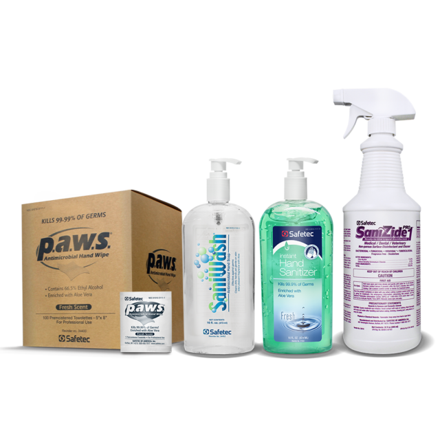 SAFETEC P.A.W.S.® ANTIMICROBRIAL HAND WIPES. UN3175 WIPE PAWS INDIVIDUAL100/BX 10BX/CS, CASE