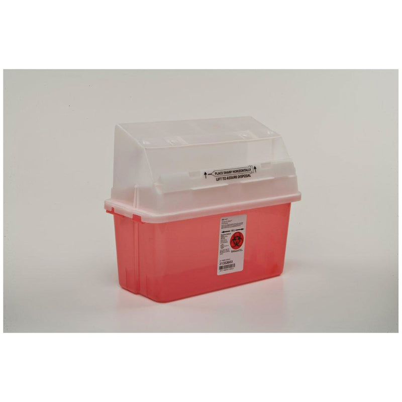 SHARPS CONTAINER, TRANSLUCENT RED, 5 QT, JUNIOR, 14"H X 6"D X 13"W, 14/CS, SOLD AS CASE CARDINAL 261