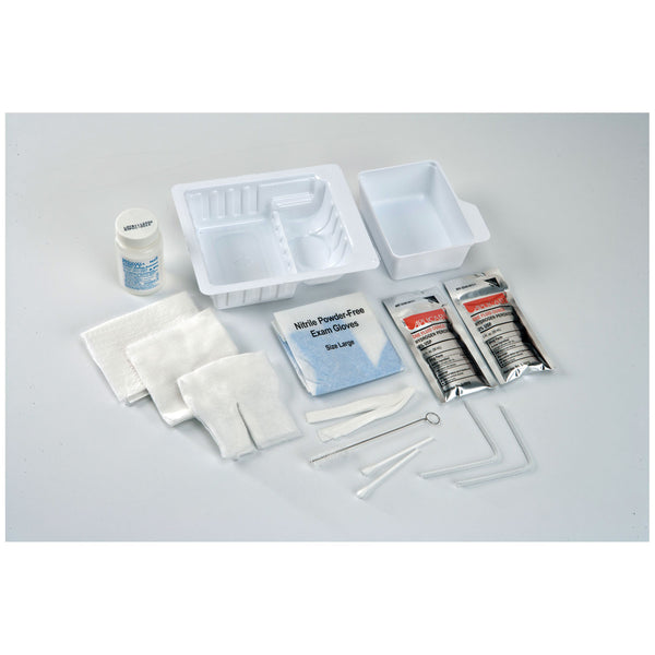 STANDARD TRACH CARE TRAY, BOTTLE OF STERILE SALINE, INCLUDES: BLUE NITRILE GLOVES, TRACH SPONGE, PACKS HYDROGEN PEROXIDE, DRAPE, N, SOLD AS CASE CARDI