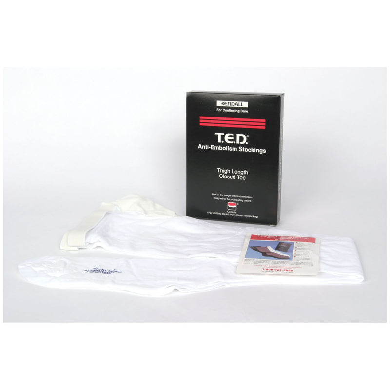 THIGH-LENGTH ANTI-EMBOLISM STOCKING, SMALL, LONG, WHITE, 6 PR/CS, SOLD AS CASE CARDINAL 261