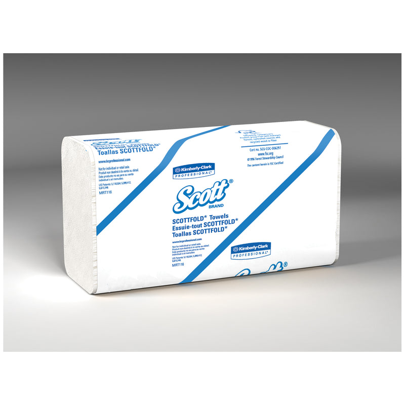 SCOTT SCOTTFOLD M TOWELS, 8.1" X 12.4", WHITE, 175/PK, 25 PK/CS, SOLD AS CASE KIMBERLY-CLARK 10001057