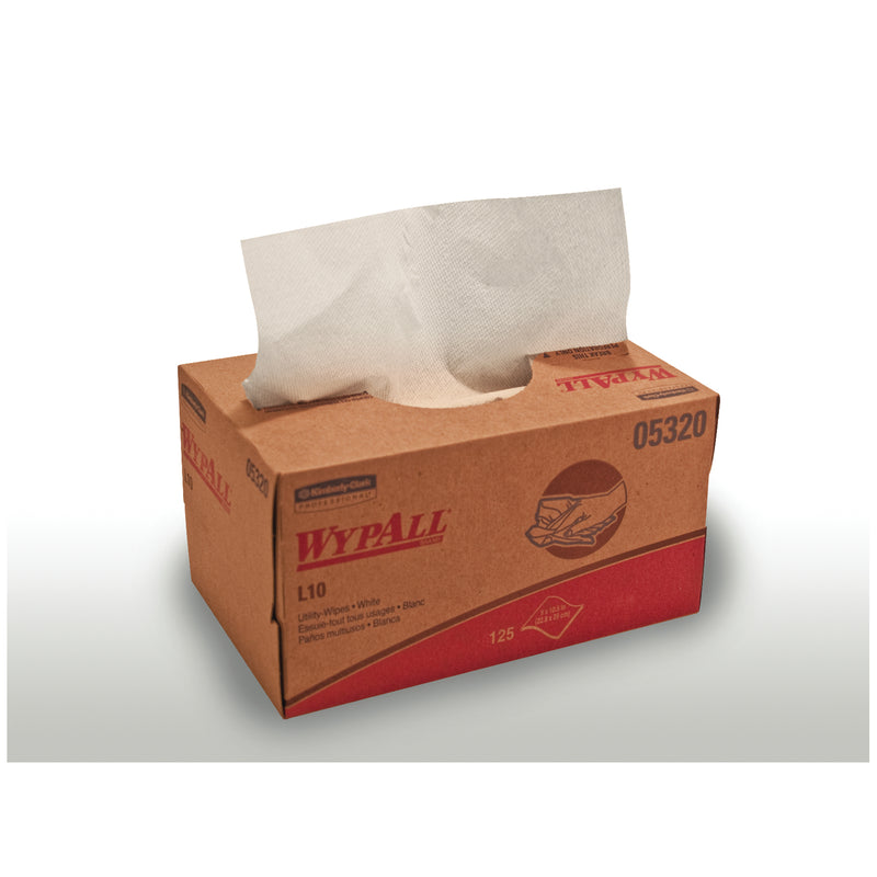 WYPALL® L10 UTILITY WIPES, WHITE, 12" X 10¼", 125/BX, 18 BX/CS, SOLD AS CASE KIMBERLY-CLARK 10001057