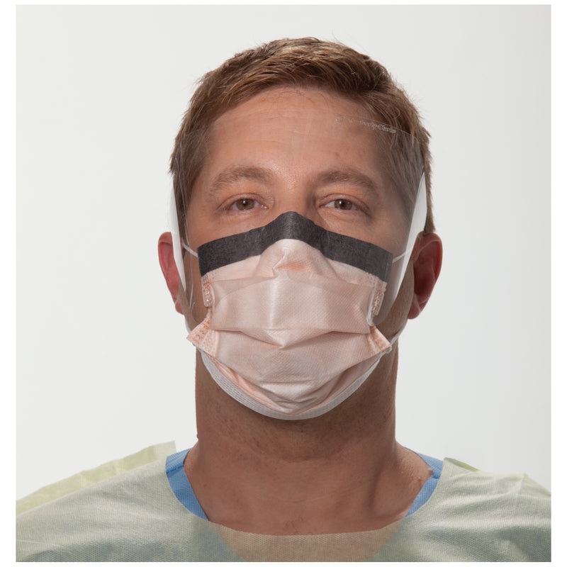 SURGICAL MASK, WRAPAROUND VISOR, FOG-FREE, EARLOOP, ORANGE, 25/BX, 4 BX/CS, SOLD AS CASE O&M 10000979