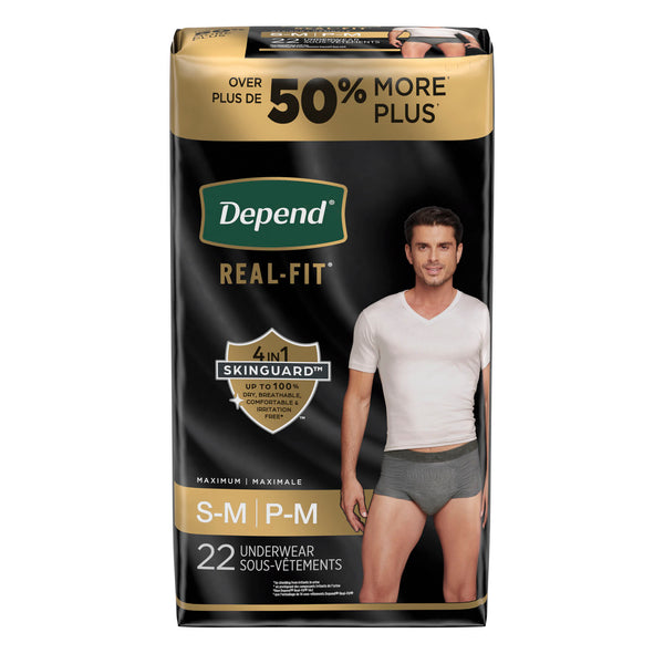 REAL FIT BRIEFS, MAXIMUM ABSORPTION, MEN, SMALL/ MEDIUM, 22/PK, 2 PK/CS, SOLD AS CASE KIMBERLY-CLARK 269