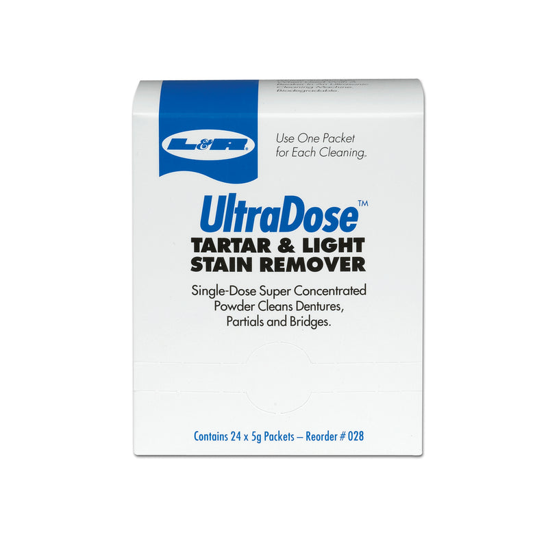 ULTRADOSE TARTAR & LIGHT STAIN REMOVER POWDER, 1 OZ PACKET, 24/BX, 6 BX/CS, SOLD AS CASE L&R 10000109