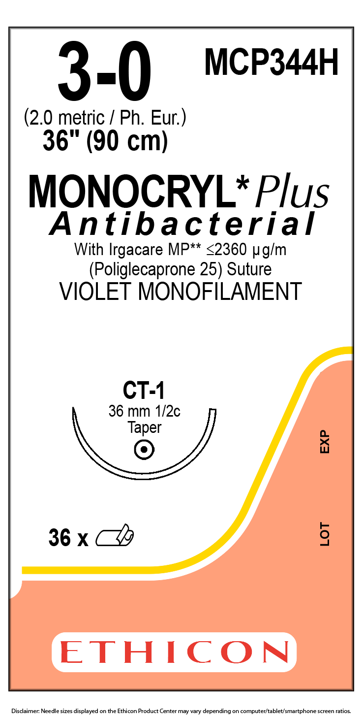SUTURE, TAPER POINT, SIZE 3-0, 36", VIOLET MONOFILAMENT, NEEDLE CT-1, ½ CIRCLE, 3 DZ/BX, SOLD AS BOX ETHICON 243