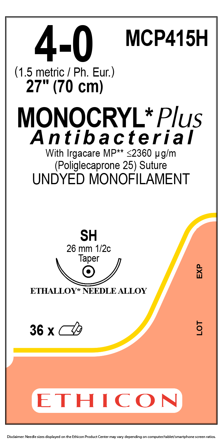 SUTURE, TAPER POINT, SIZE 4-0, 27", UNDYED MONOFILAMENT, NEEDLE SH, ½ CIRCLE, 3 DZ/BX, SOLD AS BOX ETHICON 243