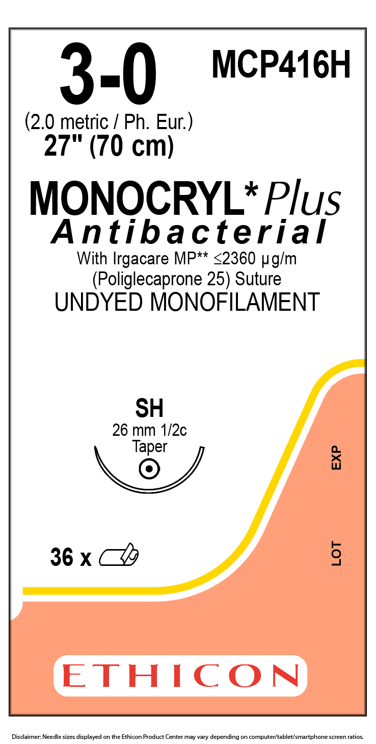 SUTURE, TAPER POINT, SIZE 3-0, 27", UNDYED MONOFILAMENT, NEEDLE SH, ½ CIRCLE, 3 DZ/BX, SOLD AS BOX ETHICON 243
