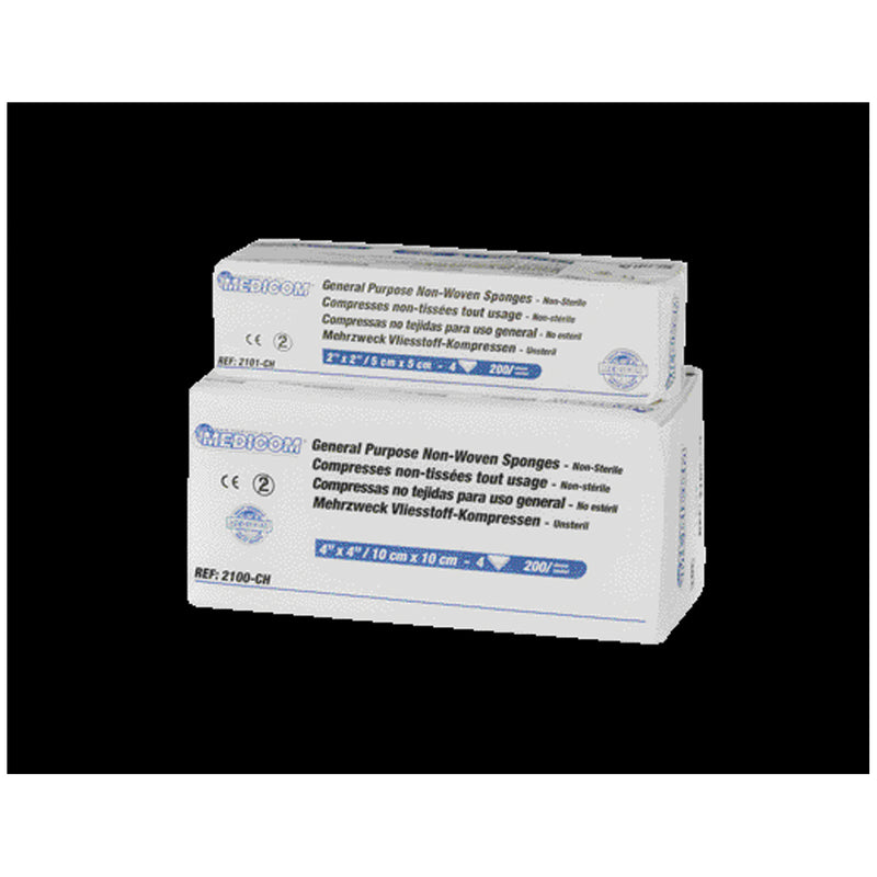 SPONGE, 2" X 2", 4-PLY, NON-WOVEN, NON-STERILE, 200/SLV, 25 SLV/CS, SOLD AS CASE MEDICOM, 10000404