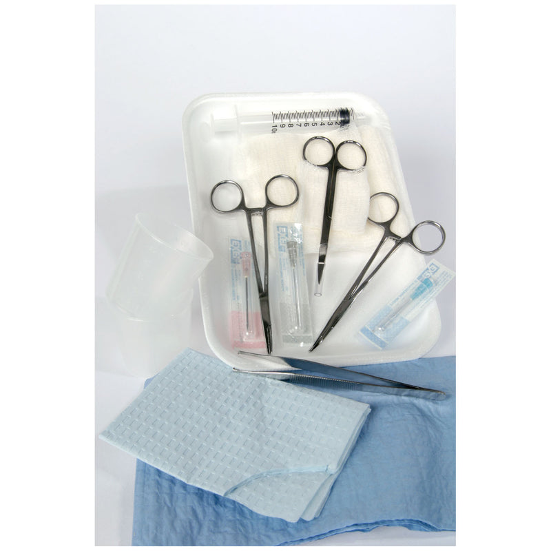 LACERATION TRAY, SATIN FINISH INSTRUMENTS & CLOTH TOWEL/ DRAPE, 20/CS, SOLD AS CASE MEDICAL 102