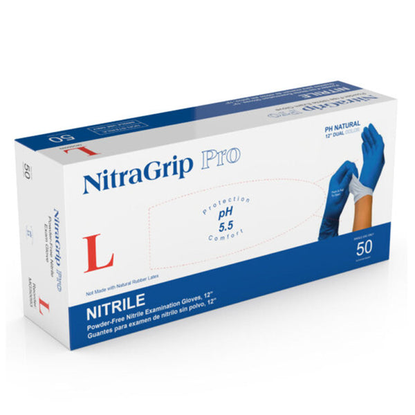 EXAM GLOVE, NITRILE, X-LARGE, POWDER-FREE, 2-PLY, BLUE/ WHITE, CHEMO, 50/BX, 10 BX/CS, SOLD AS CASE MEDGLUV, 10001326