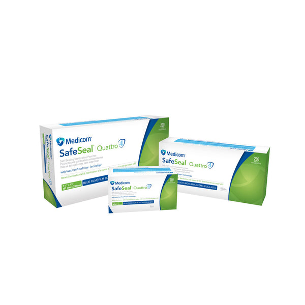 QUATTRO STERILIZATION POUCH, 2¾" X 9", 200/BX, 6 BX/CS, SOLD AS CASE AMD-MEDICOM 10000212