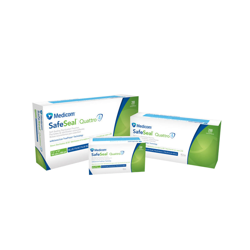QUATTRO STERILIZATION POUCH, 2¾" X 9", 200/BX, 6 BX/CS, SOLD AS CASE AMD-MEDICOM 10000212