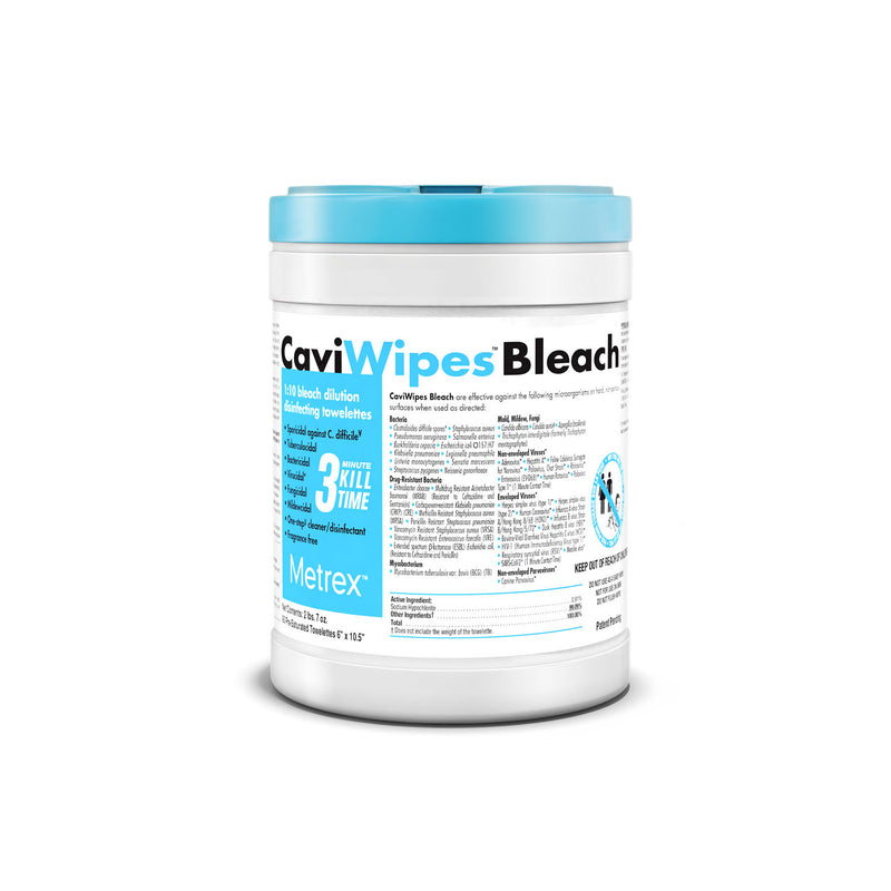 CAVIWIPE™ BLEACH, 6" X 10.5", 90 SINGLES/CTN, 12 CTN/CS, SOLD AS CASE METREX 142