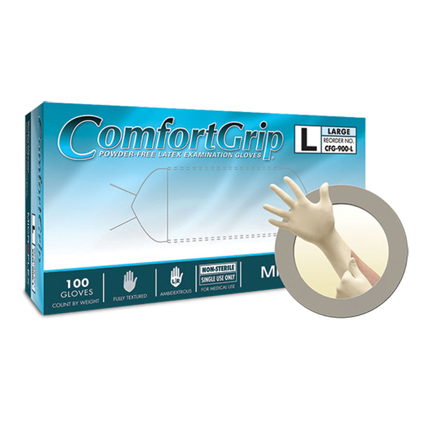 EXAM GLOVES, PF LATEX, TEXTURED, LARGE, 100/BX, 10 BX/CS, SOLD AS CASE ANSELL 202