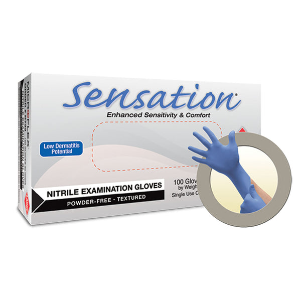 EXAM GLOVES, PF NITRILE, TEXTURED FINGERS, BLUE, X-LARGE, 100/BX, 10 BX/CS, SOLD AS CASE ANSELL 202