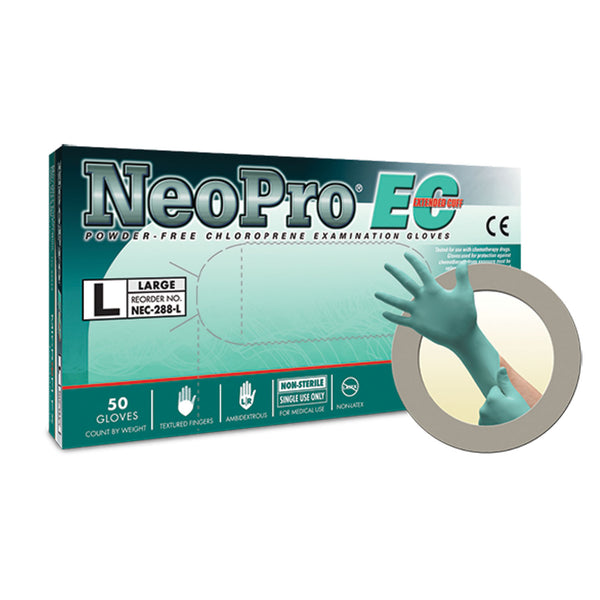 ANSELL MICROFLEX NEOPRO® EC POWDER-FREE  EXTENDED CUFF CHLOROPRENE EXAM GLOVES, SOLD AS CASE ANSELL 202