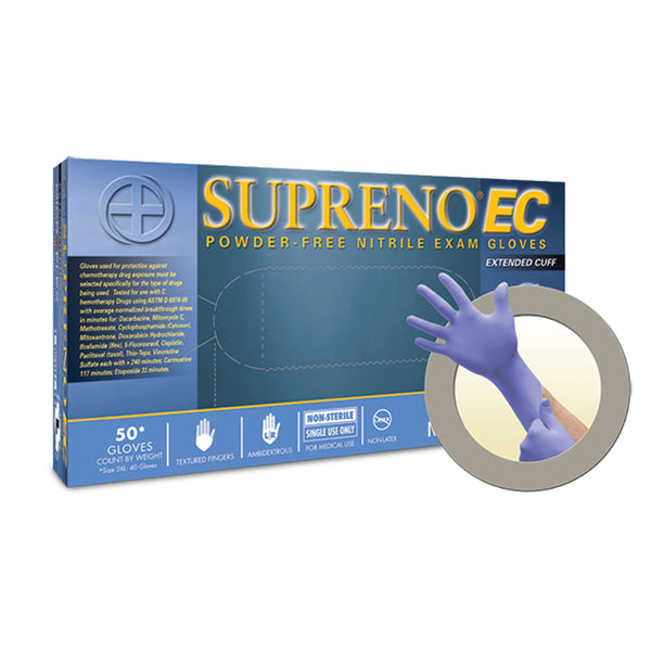 EXAM GLOVES, NITRILE EXTENDED CUFF, PF, LATEX-FREE, TEXTURED FINGERS, BLUE, SMALL, 50/BX; 10 BX/CS, SOLD AS CASE ANSELL 202