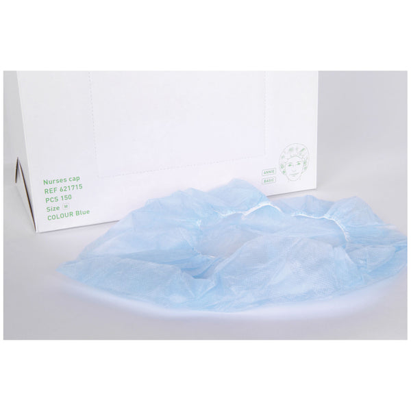 SHEER BOUFFANT NURSES CAP, ELASTIC, BASIC, BLUE, 150/BX, 4 BX/CS, SOLD AS CASE MOLNLYCKE 10000261
