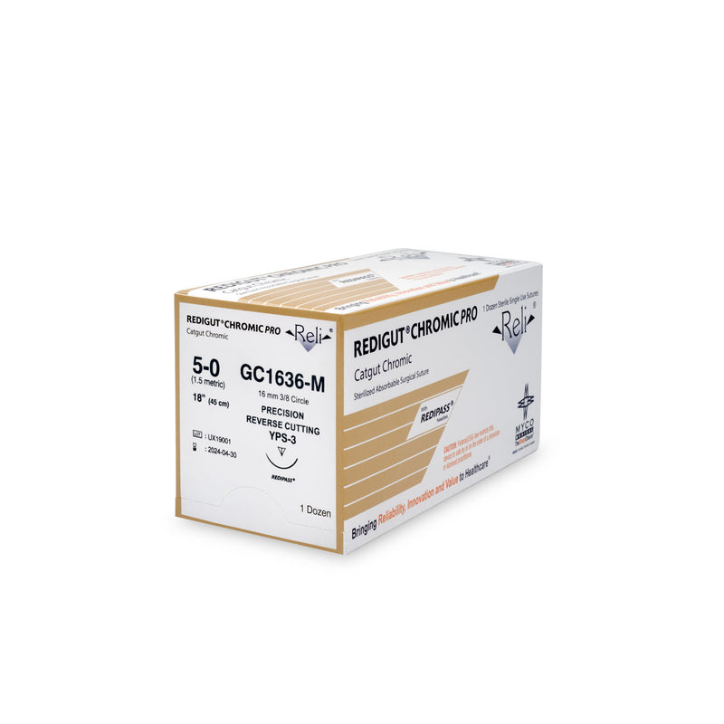 SUTURE, 6-0, REDIGUT, CHROMIC, NATURAL, 18", YC-2, 12/BX, SOLD AS BOX MYCO 10000362