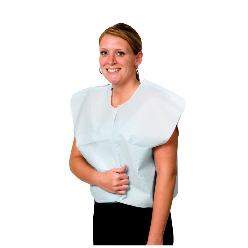 EXAM CAPE, TISSUE/ POLY/ TISSUE, 30" X 21", WHITE, TRADITIONAL FRONT/ BACK OPENING, 100/CS, SOLD AS CASE PRO 10000510