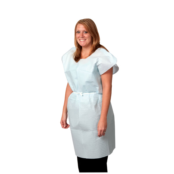 EXAM GOWN, TISSUE/ POLY/ TISSUE, 30" X 42" , WHITE, TRADITIONAL FRONT/ BACK OPENING, 50/CS, SOLD AS CASE PRO 10000510