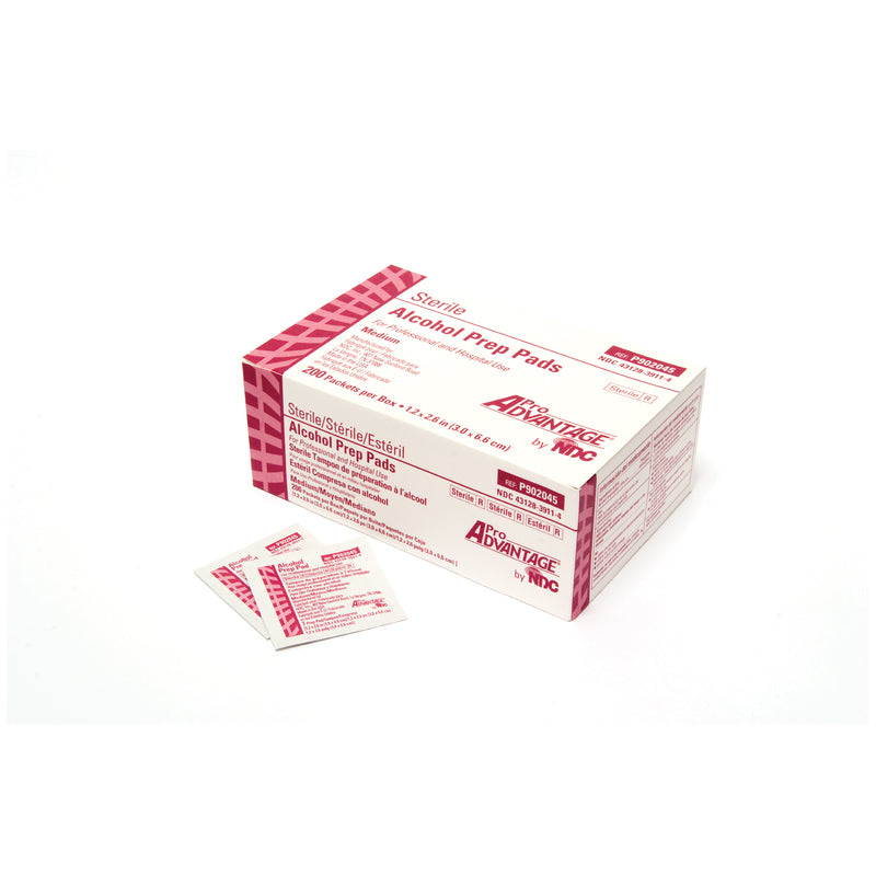 ALCOHOL PREP PAD, STERILE, 2-PLY, MEDIUM, 1.13" X 2.25" , 200 PK/BX, 20 BX/CS, SOLD AS CASE PRO 10000510
