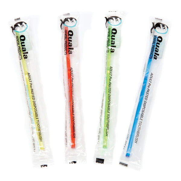 PRE-PASTED DISPOSABLE TOOTHBRUSH, 39 TUFTS, FOUR COLOR ASSORTMENT, 144/CS, SOLD AS CASE QUALA 10000640