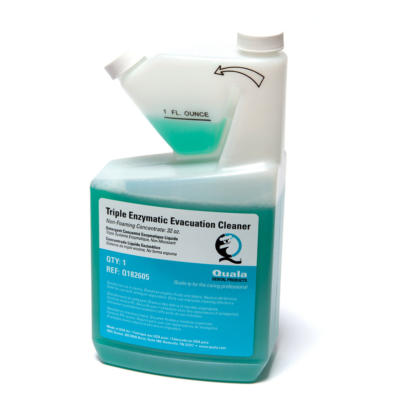 ENZYMATIC EVACUATION CLEANER, 32 OZ CONCENTRATE METERED DOSE TIP & MEASURE BOTTLE, SOLD AS EACH  QUALA 10000640