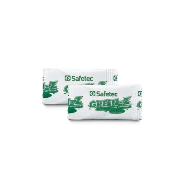 SAFETEC ZAFETY PAC. GREEN-Z, ZAFETY PAC, 2G, 1000/CS (AVAILABLE TO CONTINENTAL US & CANADA DEALERS ONLY). SOLIDIFIER GREEN-Z ZAFETY PAC2G 1000/CS, CAS