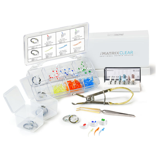 IMATRIX™ CLEAR SECTIONAL MATRIX SYSTEM INTRO KIT. INCLUDES 1 X CLEAR GREEN STANDARD RING, 1 X CLEAR YELLOW NARROW RING, 35 X CLEAR, SOLD AS KIT PACDEN