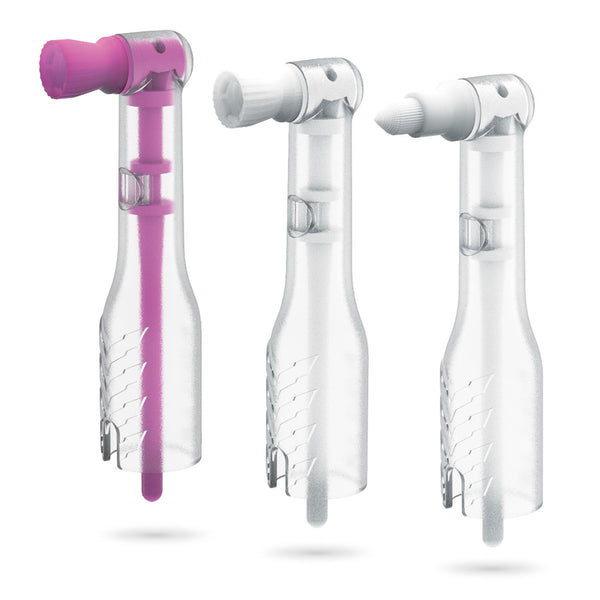 OSCILLATING ANTISPLATR MINI DISPOSABLE PROPHY ANGLE, TAPERED BRUSH CUP, 100/BX, SOLD AS BOX PACDENT 10001197