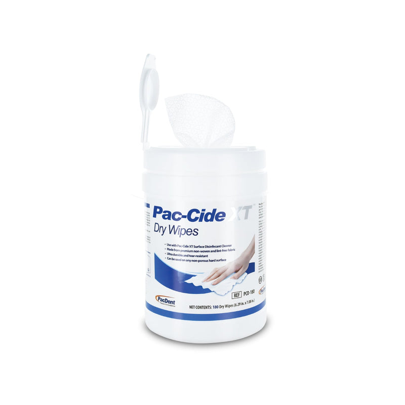 Pacdent Pac-Cide Xt Dry Wipes Ltd Qty Wipes Dry Paccide Xt6.29Inx7.08In 180/Can -PCD-180