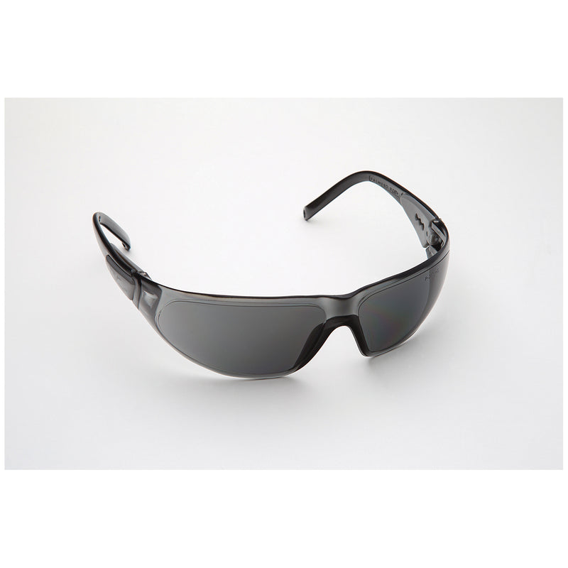 SAFETY GLASSES, BLACK FRAME/GREY LENS. UNIVERSAL SIZE, 12/CS, SOLD AS CASE PALMERO 10001214