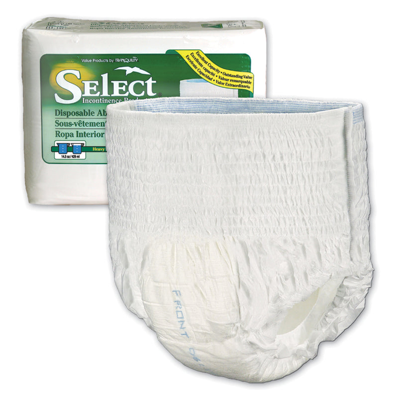 UNDERWEAR, X-LARGE SELECT DAU, 48"-66", 210-250 LBS, CAPACITY 19.0 FL OZ, 14/BG, 4BG/CS, SOLD AS CASE PRINCIPLE 10000599