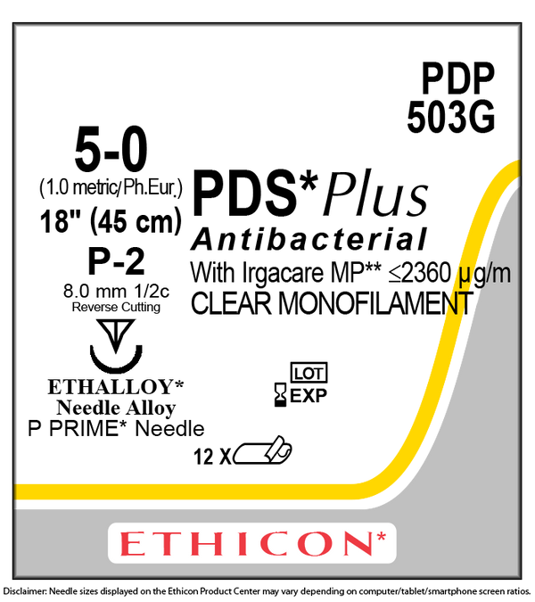SUTURE, PRECISION POINT REVERSE CUTTING, SIZE 5-0, 18", UNDYED MONOFILAMENT, NEEDLE P-2, ½ CIRCLE, 1 DZ/BX, SOLD AS BOX ETHICON 243