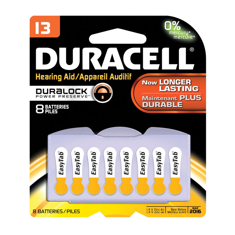 Duracell Hearing Aid Battery Battery Hearing Aid Zinc 1.4V/1.45V S13 8Pk 6Pk/Bx Upc 66121 -DA13B8W