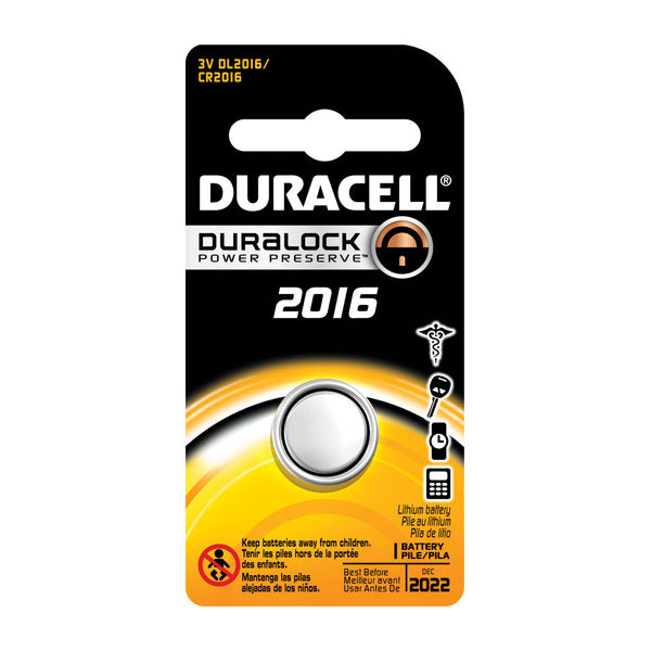 BATTERY, LITHIUM, SIZE DL2016, 3V, 6/BX, SOLD AS BOX DURACELL 10000624