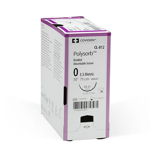Medtronic Polysorb Coated Synthetic Absorbable Sutures Suture Syn Coat Brd Violet Sz2Gs13 36 3Dz/Bx -CL929