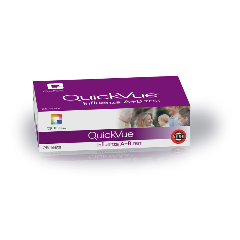 QUICKVUE® INFLUENZA A+B TEST, DIPSTICK FORMAT, IDENTIFIES TYPE A, TYPE B, OR BOTH, TWO-COLOR ENDPOINT, CLIA WAIVED, 25 TEST/KIT, SOLD AS KIT QUIDEL 30