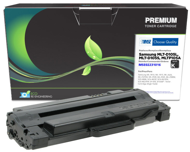 Ase Direct Samsung Toner Cartridges (Generic) Cartridge Ml-2525 / 1910 / 1915 / Scx4600 / 4623F / Sf650P Page Field 2,500 1-Black Ctg (Full 1 Year Money Back Satisfaction Guarantee) -R-MLTD105L