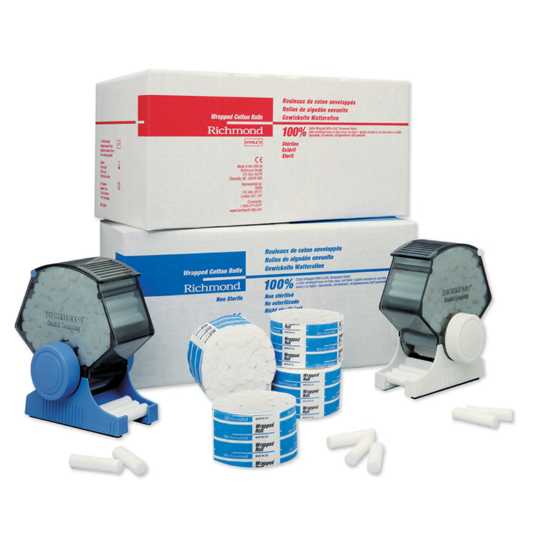 WRAPPED COTTON ROLL, MEDIUM 1½" X 3/8" DIA, STERILE, 2000/BX, SOLD AS BOX RICHMOND 10000883
