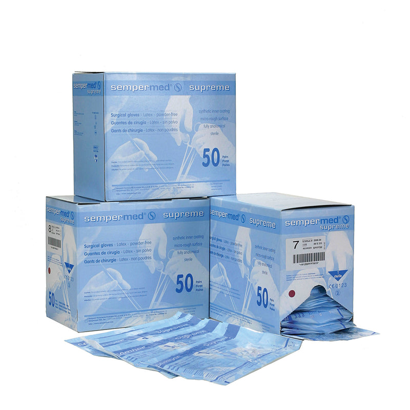 SURGICAL GLOVE, LATEX, POWDER FREE , SIZE 7½, STERILE, BEADED CUFF, MICRO-ROUGH SURFACE, HAND SPECIFIC, 50 PR/BX, 6 BX/CS, SOLD AS CASE HARPS 10000562