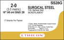 SUTURE, SUTUPAK PRE-CUT, SIZE 2-0, 17-18", MONOFILATMENT B&S28, 1 DZ/BX, SOLD AS BOX ETHICON 243