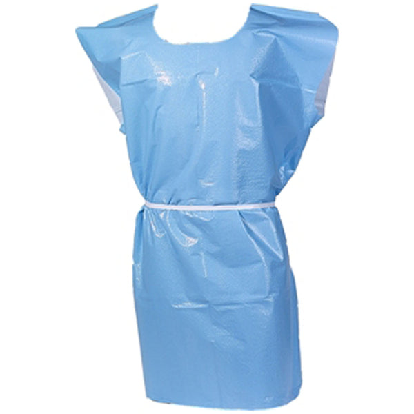 EXAM GOWN, 30" X 42", BLUE T/P/T, FRONT OR BACK OPENING, 50/CS, SOLD AS CASE TIDI 203