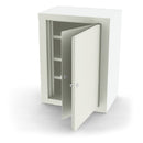NARCOTIC LOCKER, 7780, STEEL, DOUBLE DOOR WITH SEPARATE LOCKS , THREE ADJUSTABLE SHELVES, 18.125” W X 24” H X 12.125” D , WALL MOU, SOLD AS EACH UMF 1