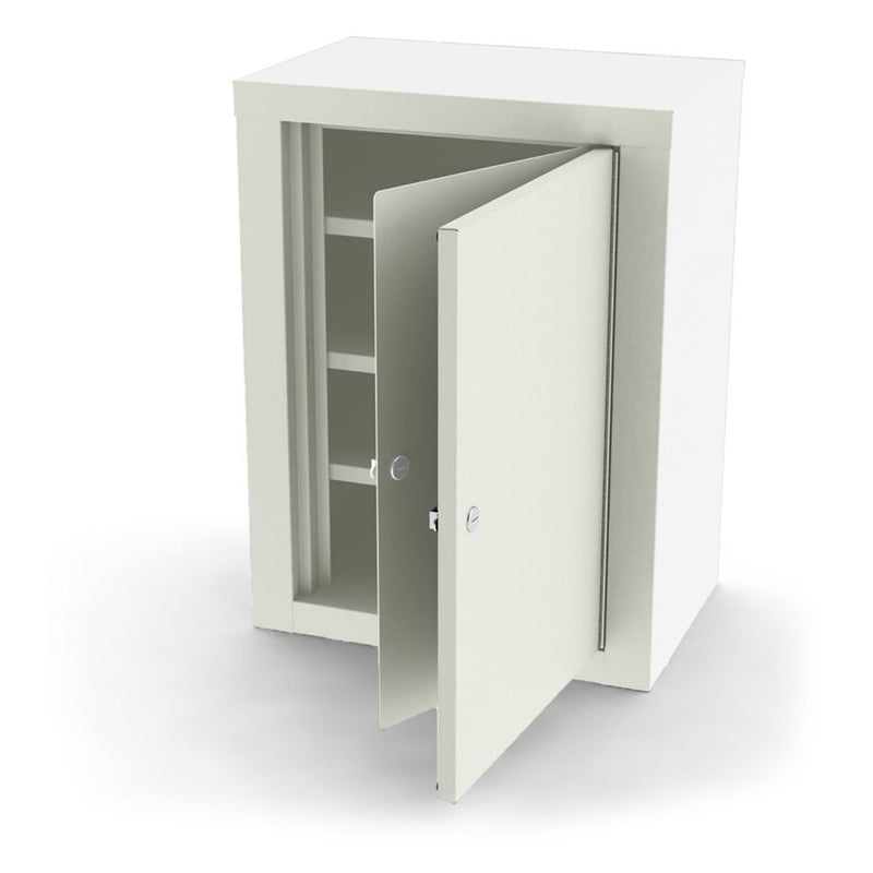 NARCOTIC LOCKER, 7780, STEEL, DOUBLE DOOR WITH SEPARATE LOCKS , THREE ADJUSTABLE SHELVES, 18.125” W X 24” H X 12.125” D , WALL MOU, SOLD AS EACH UMF 1