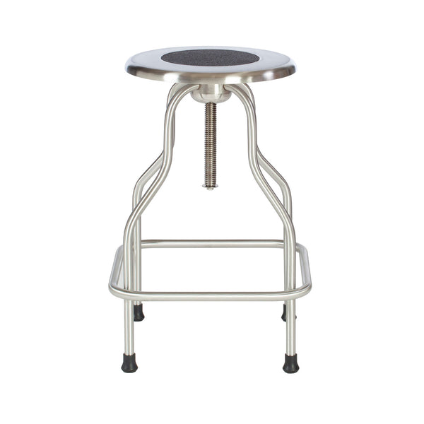 REVOLVING STOOL, STAINLESS STEEL WITH RING FOOT REST, NO BACK, SEAT HEIGHT 25" - 31", NON-CORROSIVE MODEL, SOLD AS EACH UMF 10001064