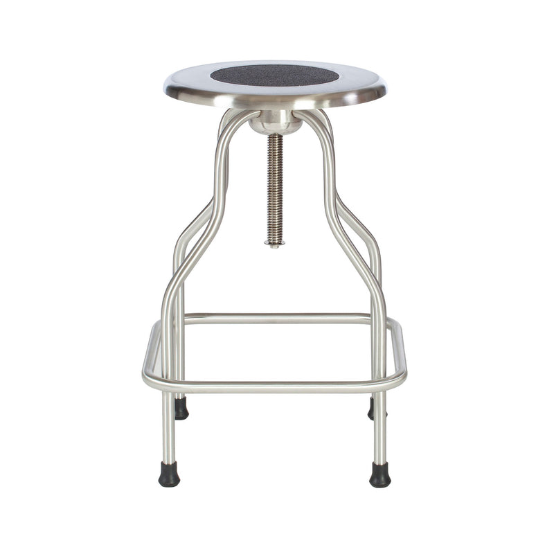 REVOLVING STOOL, STAINLESS STEEL WITH RING FOOT REST, NO BACK, SEAT HEIGHT 19" - 25", NON-CORROSIVE MODEL, SOLD AS EACH UMF 10001064